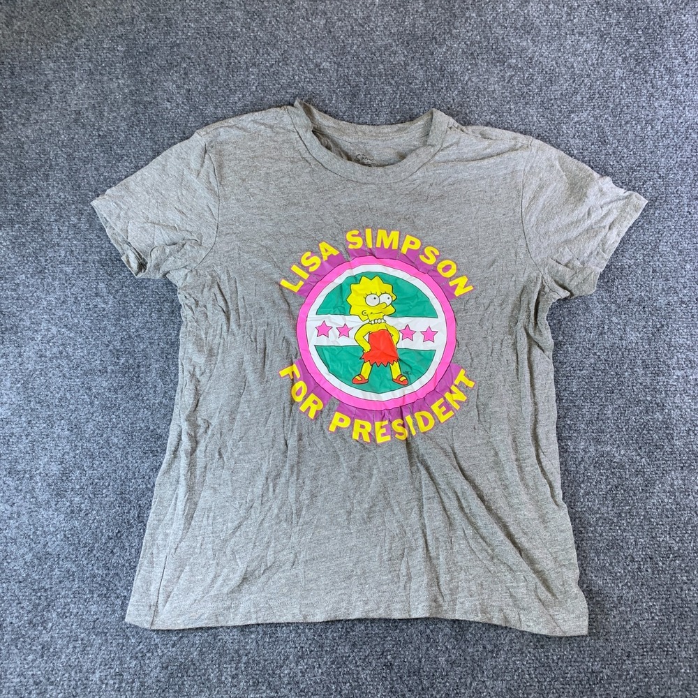Vans The Simpsons T-Shirt Womens Medium Gray Lisa Simpson For President Graphic